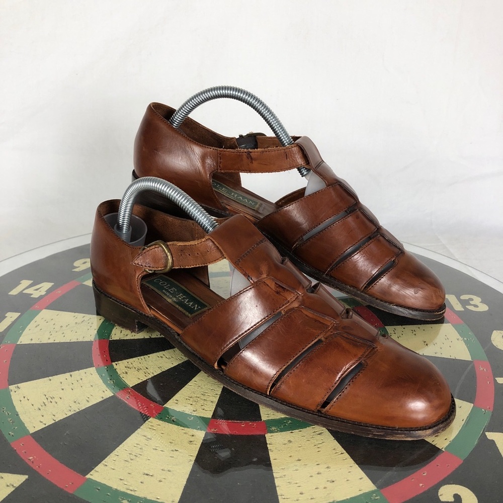 Vintage Cole Haan Womens Brown Leather Fisherman Sandal Shoe sz 10 EE (SZ 9.5)